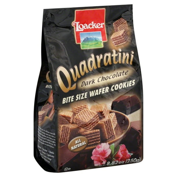 Loacker Quadratini, Bite Size Wafer Cookies, Dark Chocolate, 8.82 Ounce