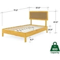 thumbnail image 3 of Bme Nipe 14 Inch Bohemian Bed Frame with Adjustable Woven Headboard - Rustic & Vintage Unique Style with Acacia Wood - No Box Spring Needed - Easy Assembly - Full, Natural, 3 of 10
