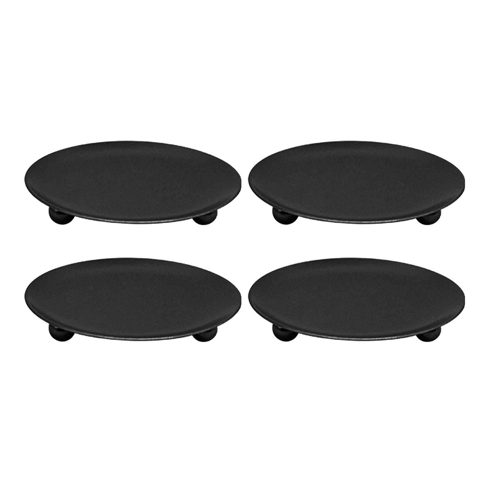 Set of 4, Decorative Iron Plate Candle Holder, Pillar Candlesticks