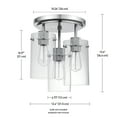 thumbnail image 3 of Globe Electric Cusco 3-Light Brushed Steel Semi-Flush Mount Ceiling Light with Clear Glass Shades, 60338, 3 of 3