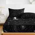 thumbnail image 6 of Full Size Fitted Sheet Set - Black Starry Sky 3 Piece Bedding Sets 16" Deep Pocket Fitted Sheet with 2 Pillowcases, Mystical Grey Planet Universe Abstract Brushed Microfiber Hotel Luxury Bed Sheets, 6 of 9