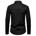 thumbnail image 4 of safuny Men's Slim Dress Shirt Long Sleeve Button Down Embroidered Casual Top Black L, 4 of 6