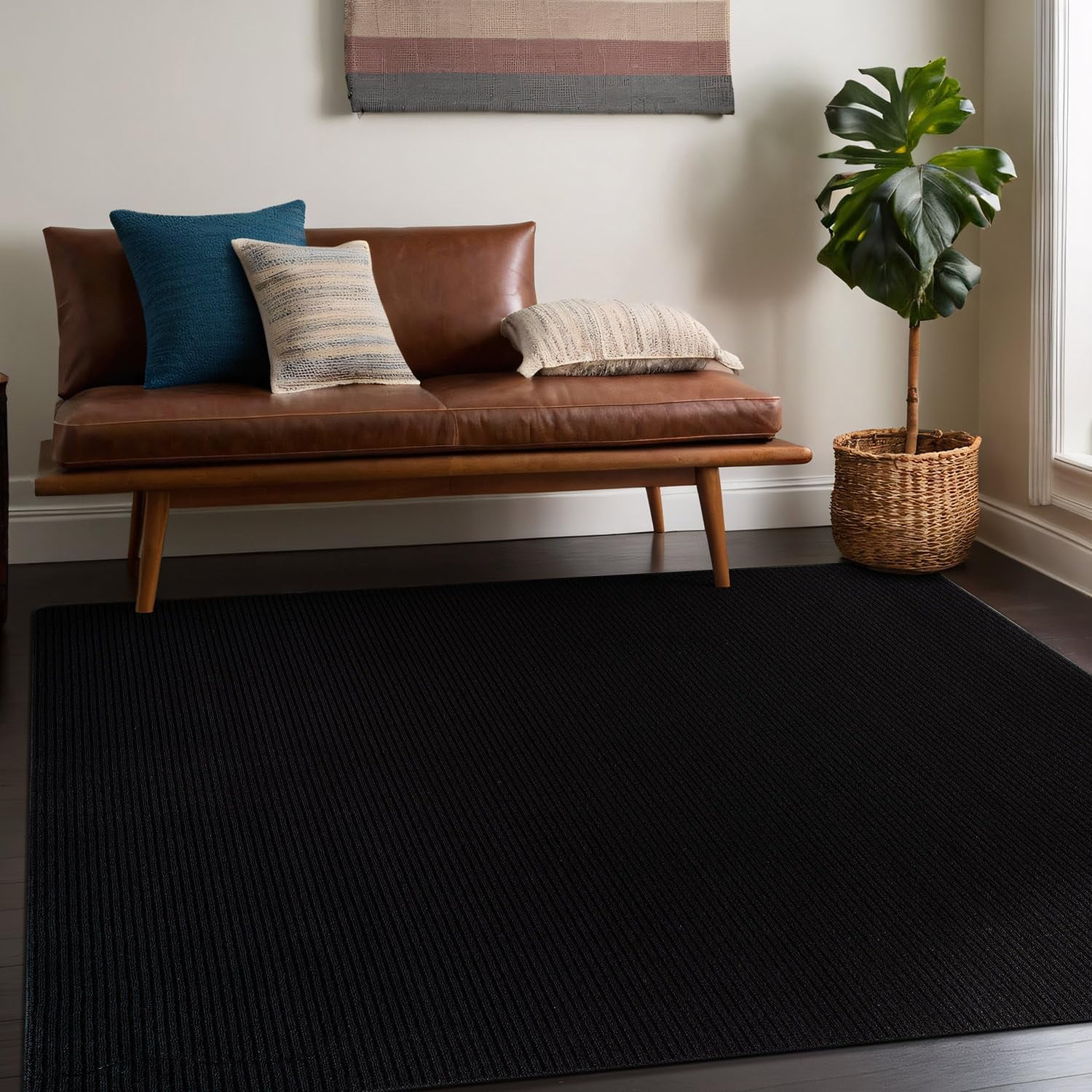 Beverly Rug Non-Slip Machine Washable 6 x 9 Black Indoor Area Rugs