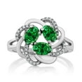 thumbnail image 2 of Gem Stone King 925 Sterling Silver Green Simulated Emerald Ring for Women (1.42 Cttw, Oval 6X4MM, Gemstone Birthstone, Available in Size 5, 6, 7, 8, 9), 2 of 4