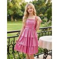 thumbnail image 5 of IBTOM CASTLE Teen Girl Glitter Ruffle Metallic Adjustable Spaghetti Straps Dress Square Neck Tiered Hemline Tween Pageant Homecoming Graduation Prom Outfits Junior Formal Easter Dress 9-10 Years Pink, 5 of 7