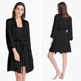 thumbnail image 2 of Fishers Finery Women's 100% Pure Mulberry Silk Bathrobe; Above Knee (Black, M), 2 of 6