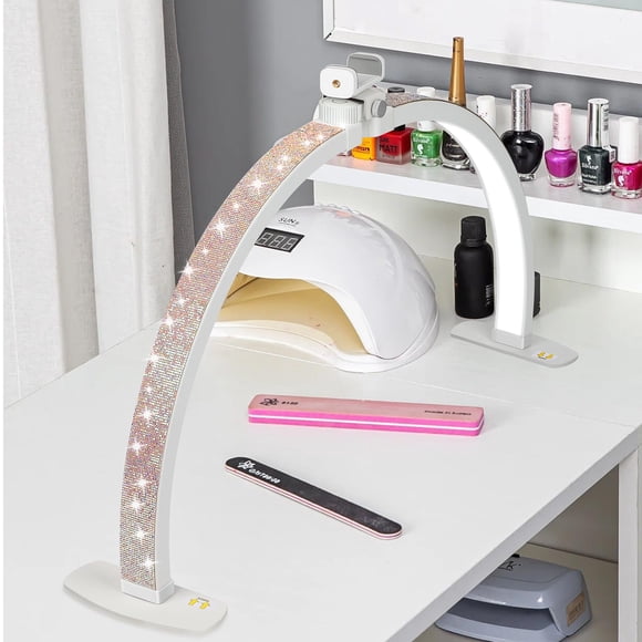 Half Moon Light FAHKNS para escritorio de uñas con soporte para teléfono, 70 cm