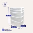 thumbnail image 4 of Homz 5-Drawer Plastic Bedroom & Closet Organizer Storage, Clear/White Frame, 4 of 12