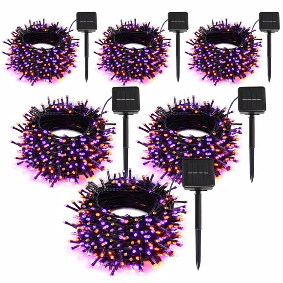 Guirnalda de luces solares SyouHome 600 LED 72 m para Halloween, paquete de 6