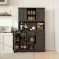 thumbnail image 2 of 67" Kitchen Pantry Cabinet with Microwave Shelf, 5 Doors & 15 Adjustable Shelves, Large Storage Organizer, Also Perfect as Coffee Bar with Wine Glass Racks, 2 of 8