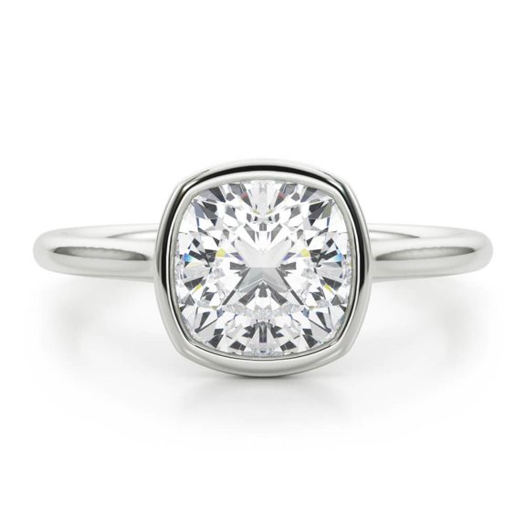 Lina Jewel 2.13 Ct Cushion Cut Engagement Ring for Women's - Lab-Created Simulated Diamond - Bezel Setting 14K White Gold Plated Ring for Women's - Perfect Gift for Wedding or Special Occasions