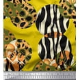 thumbnail image 1 of Soimoi Yellow Rayon Crepe Fabric Leopard & Wild Animal Skin Print Sewing Fabric BTY 46 Inch Wide, 1 of 3
