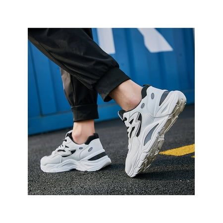 

SIMANLAN Womens Running Shoe Lace Up Walking Shoes Sport Sneakers Unisex Breathable Fashion Sneaker Mens Mesh Black(Men) 7.5