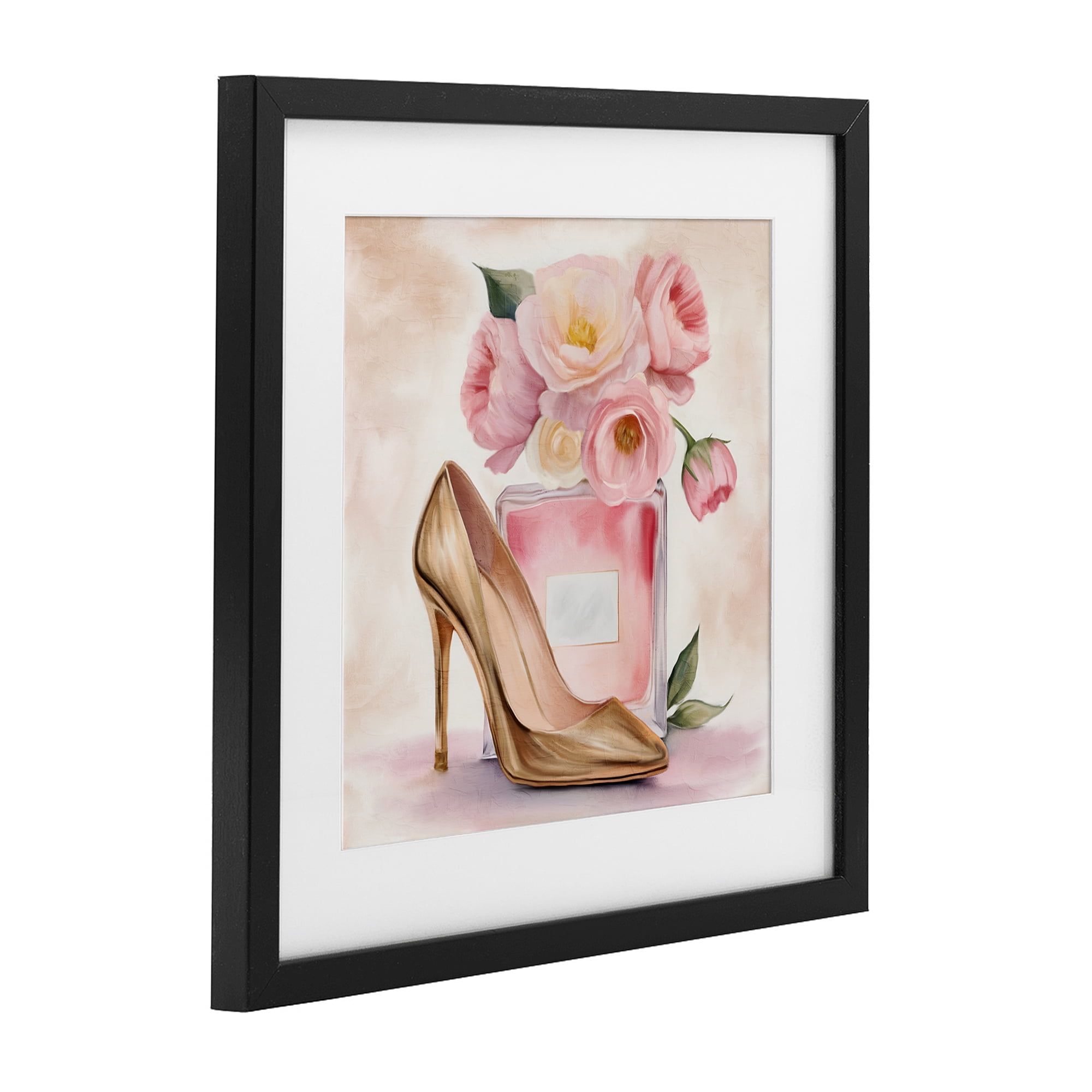 Stupell Industries Pink Beauty Heel & Flowers Black Framed Print Under Glass, design by Kim Allen