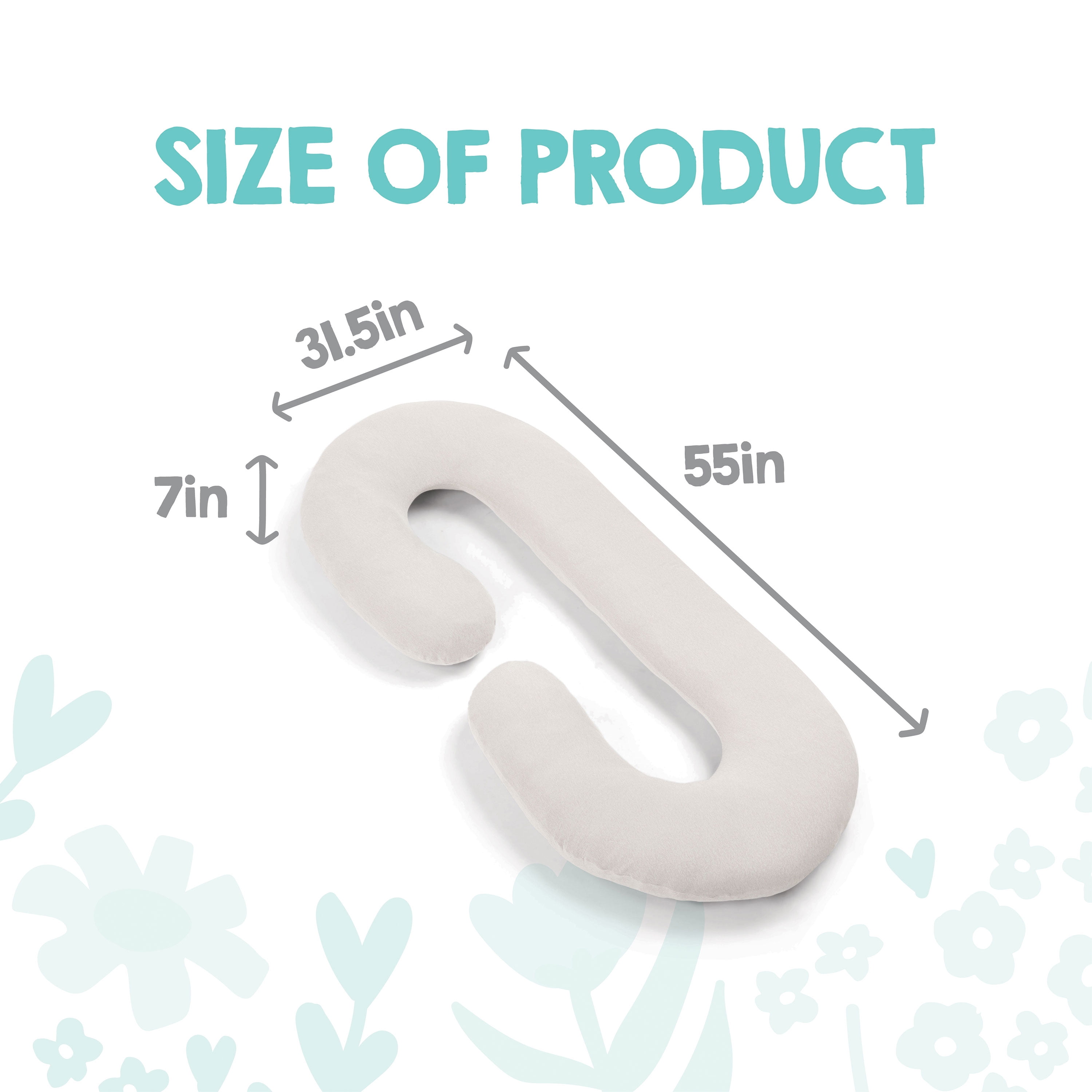 Regalo Premium Ultra Soft C Shaped Full Body Maternity Pillow with Removable Cover, 55 inch, Gray