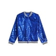 thumbnail image 3 of TSSOE Kids Girls Sparkly Sequin Baseball Jacket Coat Long Sleeve Zip Up Outerwear Dancing Party Royal Blue 10, 3 of 7
