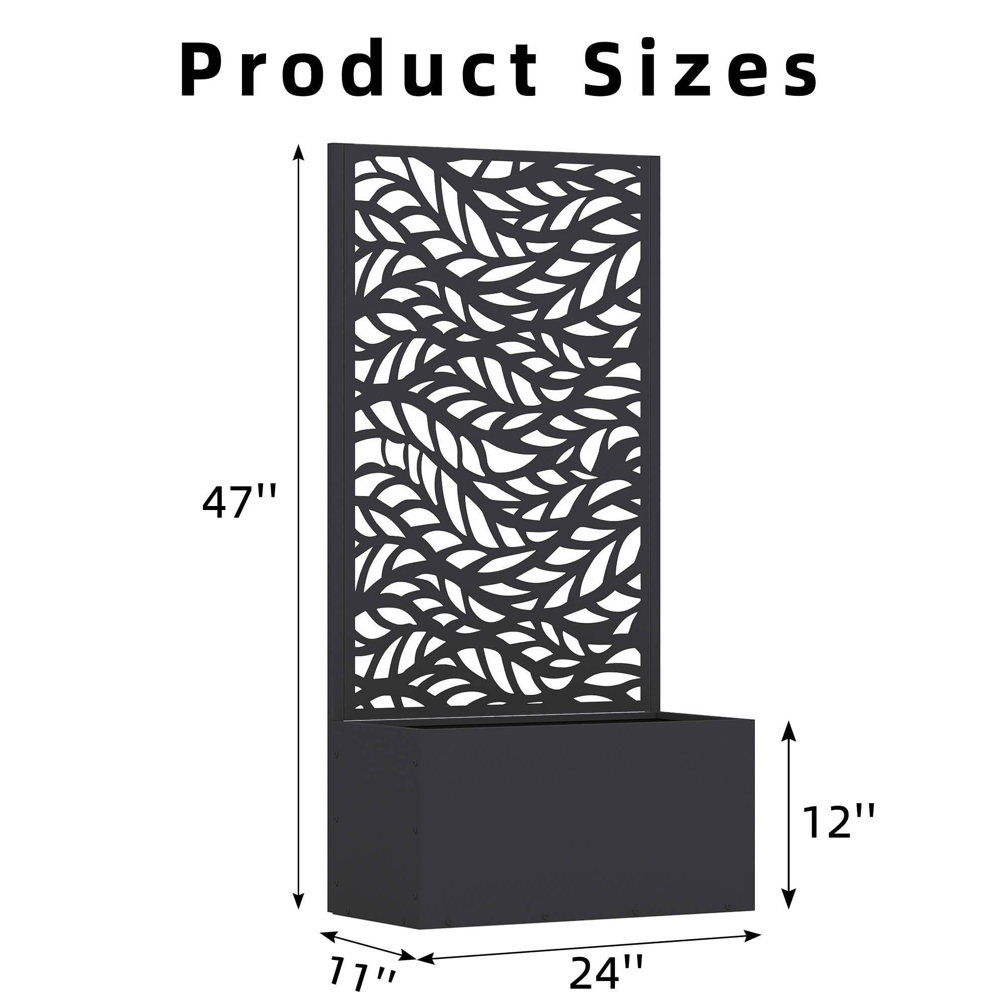 MAYEERTY 47x24x12 Inch Black Metal Planter Box with Trellis for Outdoor Garden & Patio