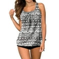 thumbnail image 1 of GPOECD Womens Tankini Tops Printed Split Design Summer Swimsuit Tops for Women Grey,XXL, 1 of 5