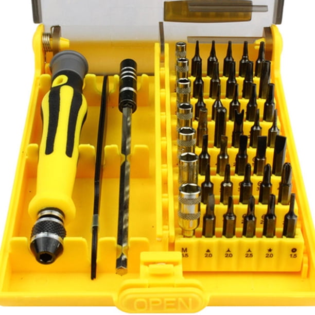 Mini juego de destornilladores con 42 puntas, juego de puntas de destornillador de precisión pequeño 45 en 1, juego de destornilladores magnéticos pequeños con pinzas y eje de extensión