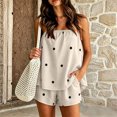 thumbnail image 2 of Vdoaml Women 2 Piece Matching Set Ladies Strapless Tube Top Shorts Loose Casual Polka Dot Summer Lounge Outfits M Beige, 2 of 5