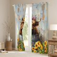 thumbnail image 3 of Feelyou Brown Highland Bull Curtains Pack of 2 (42x84 Each) for Child, Rustic Sunflower Curtains Blackout, Farmhouse Cartoon Animal Bedroom Curtains, Blackout Curtains Room Decor, 3 of 6