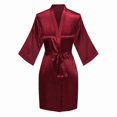 thumbnail image 5 of Sakmal Women Robes Satin Lightweight Knee Length Loungewear for Women Cozy Red Womens Robe S, 5 of 5