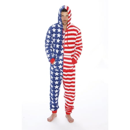 

#FollowMe American Flag Adult Onesie / Pajamas (Small)