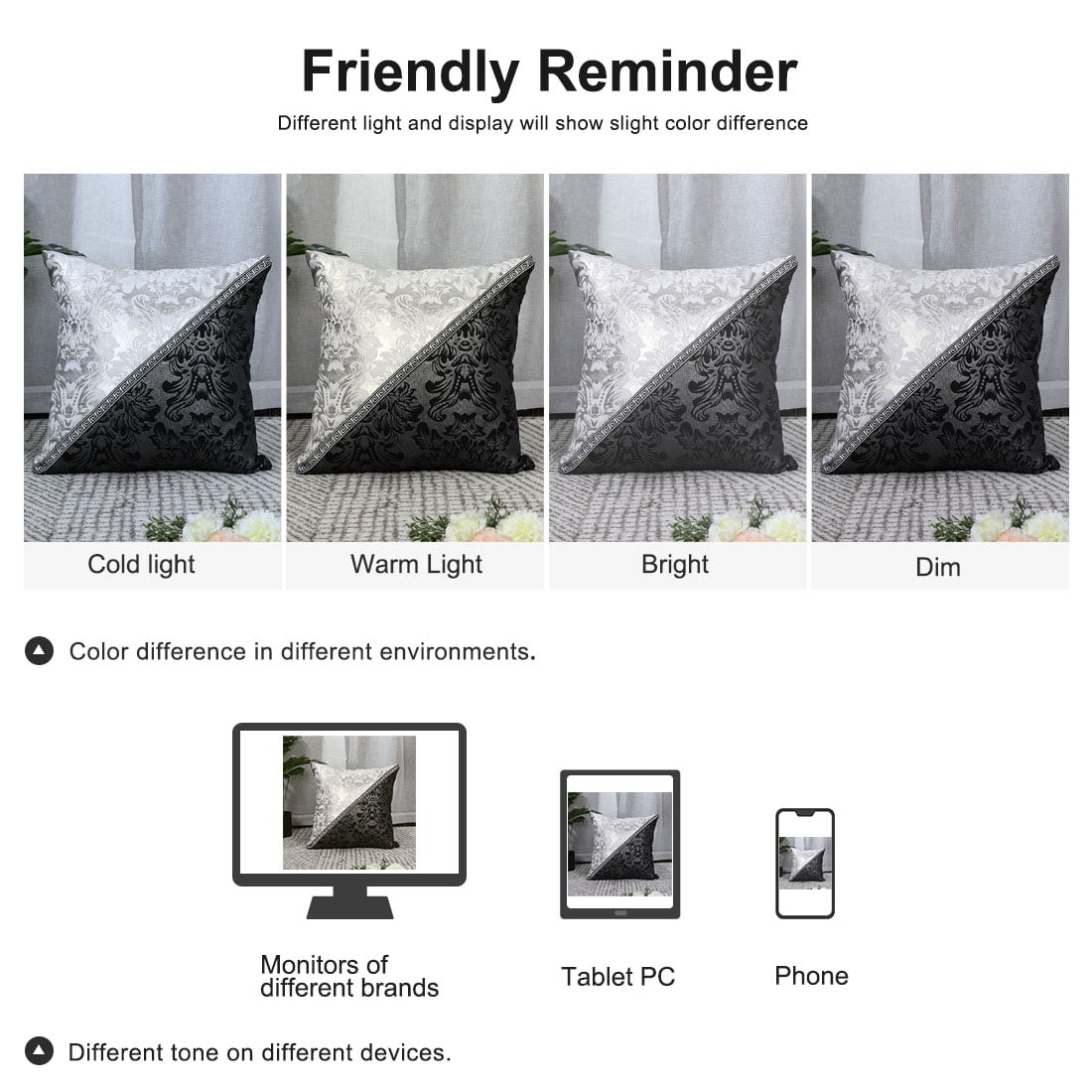 Unique Bargains 2 Pack Geometric Decorative Throw Pillow Covers 18" x18" Black&Silver