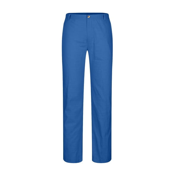 Virmaxy Men's Solid Color Dress Pants with Double Pleated Front Pocket Casual Straight Leg Pants Casual Loose Straight Leg Solid Pants with Double Pleated Front Pocket Blue XS