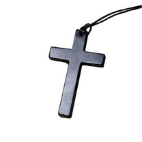 LiangJiang Karelian Shungite Cross Pendant Natural Stone Jewelry Accessory