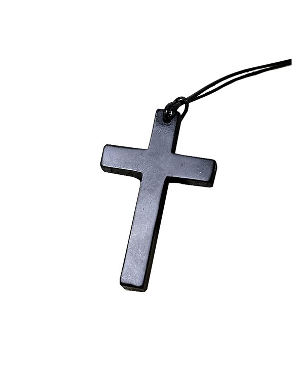 Karelian Shungite Cross Pendant Natural Stone Jewelry Accessory