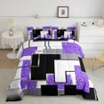 thumbnail image 2 of YST Purple Black Grey Toddler Comforter Set For Girls,Geometric Sequins Down Comforter Abstract Grids Bedding Set Geometry Square Checkered Bed Set Soft Lightweight For All Season, 2 of 6