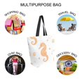 thumbnail image 7 of FORMRS Womens Canvas Tote Bag with Zipper Inner Pocket Shoulder Handbag, White Seahorse, 7 of 7