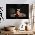 thumbnail image 3 of Elephant Stock Lady With A Rose Wall Art - Horizontal Canvas Wall Art - Living Room Wall Decor - People Canvas - Black And Gray Decor - 24" x 16", 3 of 8