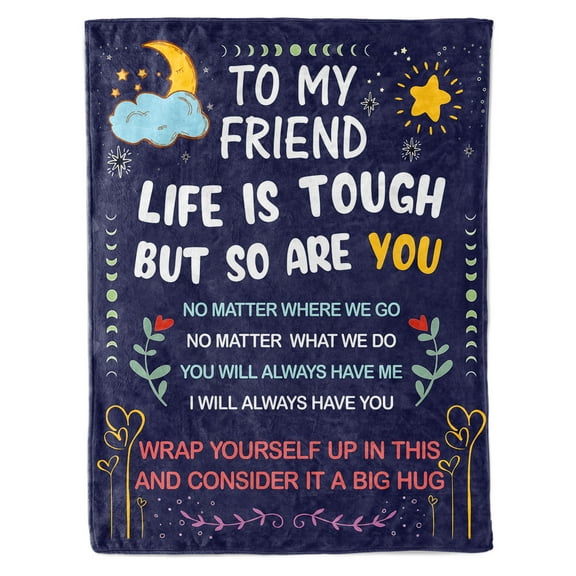 Qiushi Best Friend Gifts,Birthday Gift for Best Friend, Bestie Gifts for Her, BFF Gift Ideas Throw Blanket 50"x60" Dark Blue