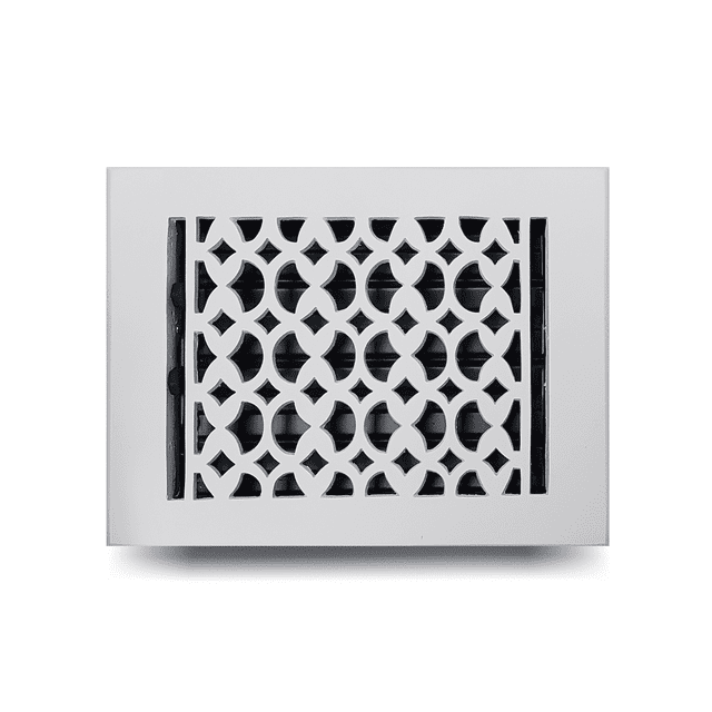 Floor Vent Cover / Register 6” x 8” with Damper – Prima Decorative Cast Aluminum, Powder Coated, Repaintable Tudor Mushroom Design – For Floors, Walls & Ceilings – VR 100