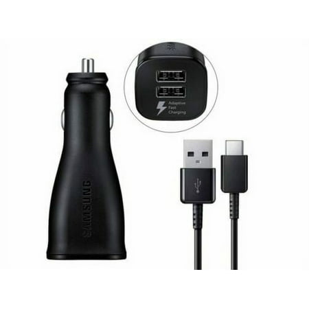 Original Samsung Galaxy Xcover FieldPro EP-LN920BBEGUS Fast Charge Dual-Port Car Charger with Type C Cable - Black