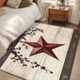 thumbnail image 4 of Area Rug for Living Room, Texas Star Red Non-Slip Indoor Large Carpet for Bedroom/Dining Room, Farmhouse Berry Wooden Vintage Washable Low-Profile Rectangle Floor Mat Runner Rugs - 3 x 5 Ft, 4 of 8