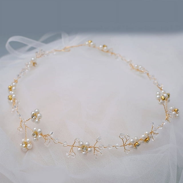 Nvzi Horquillas para el pelo de boda con flores para novias, peinetas con perlas de cristal, pinzas para el pelo, accesorios para el pelo de boda dorados, joyas - Oro A