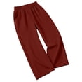 thumbnail image 5 of ZHYou No Boundarie Womens Waist Wide Sweatpants Elastic High Leg Loose Baggy Fit Casual Lounge Pants with Side Pockets,Wine,Size M, 5 of 6