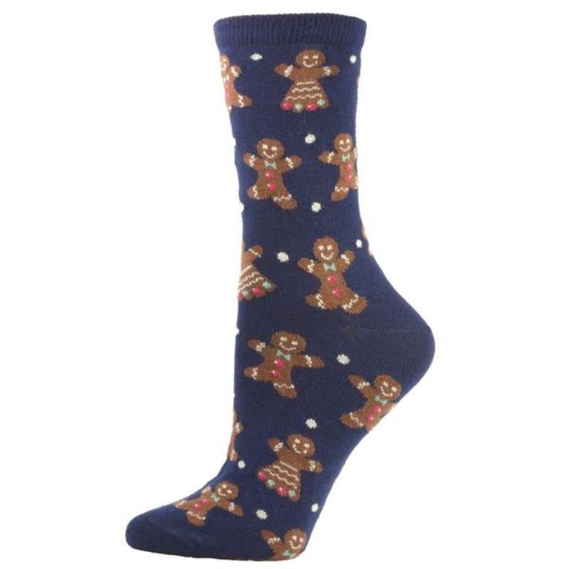 Sierra Socks Gingerbread Design Cotton Crew Socks W164 (Size 9-11)