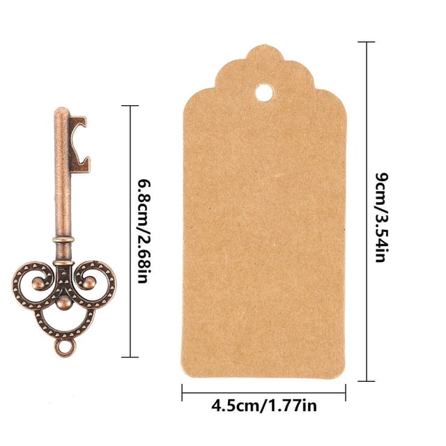 Llave maestra grande de metal resistente abridor de botellas Favor de boda con etiqueta, cinta dorada y pegatinas Muyoka Hogar