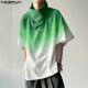 thumbnail image 5 of INCERUN Tops 2024 estilo coreano para hombre, camisetas de diseño de cuello alto con degradado de color, ropa de calle informal, camiseta holgada de media manga S-5XL, 5 of 5