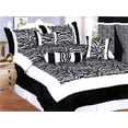 thumbnail image 1 of 7 Pieces Satin White/Black Flocking Zebra Pattern Comforter Set, 1 of 1
