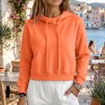 thumbnail image 5 of DORKASM Hoodies for Women Long Sleeve Drawstring Fashion Crop Tops Crew Neck Lightweight 2026 Travel Sweatshirt Fall Winter Slim Fit Lounge Hoodies Orange M, 5 of 8