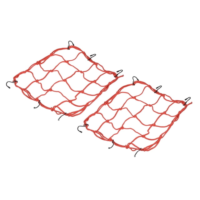 Unique Bargains Filet de Chargement Extensible pour Moto 12x12 Pieds avec Crochets Rouge 2 Pack