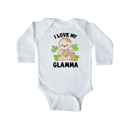 

Inktastic Cute Sloth I Love My Glamma with Green Leaves Gift Baby Boy or Baby Girl Long Sleeve Bodysuit