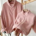 thumbnail image 3 of fatyb Kids Fleece Jacket with Pockets Stand Collar Casual Boys Girls Full Zip Warm Fuzzy Coat Outwear, 3 of 5