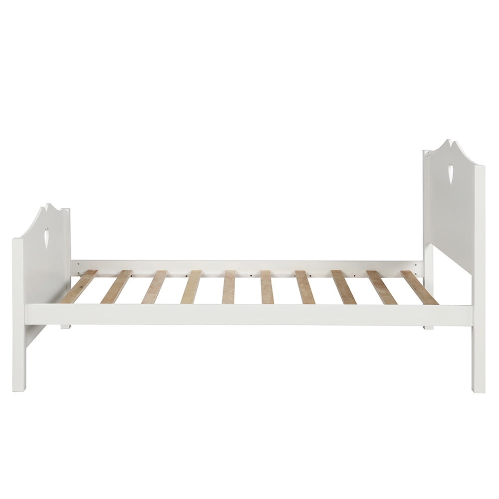 Private Jungle Platform Beds for Teens, Twin Size Bed Frame with Wood Slat Support and Headboard and Footboard, White Private Jungle Platform Beds for Teens, Twin Size Bed Frame with Wood Slat Support and Headboard and Footboard, White