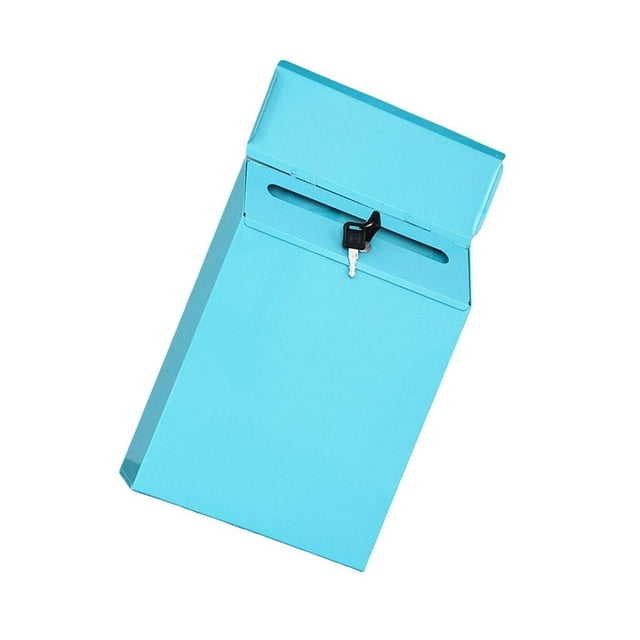 pitrice Style Flair Box Mailbox Bin Door Designed Drop Box Slots Metal Installation Postbox Simple Drop Box Mailbox Beige Blue